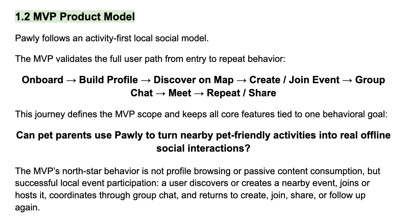 1.2 MVP Product Model — activity-first local social model